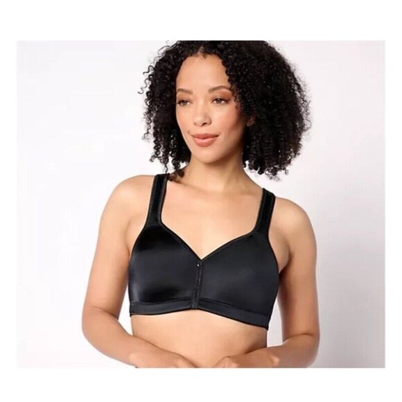 Breezies Signature Shine Unlined Wirefree Support Bra Womens Size‎ 38C Black - Picture 1 of 5